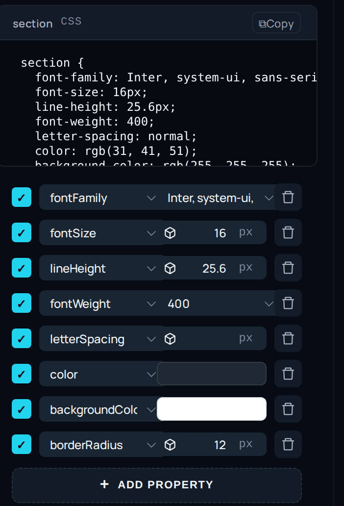 The editable code panel — change the generated source in place and apply it back.