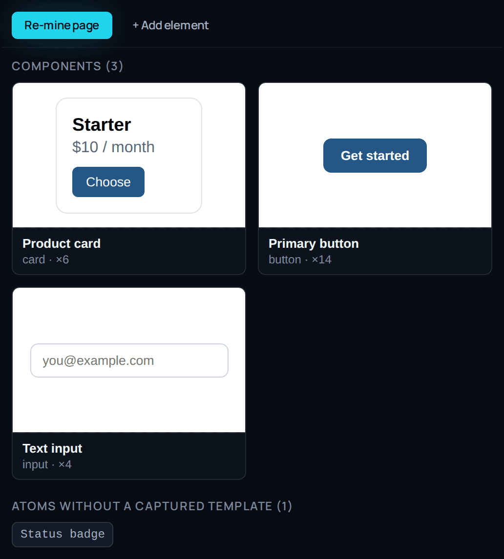 Tokens lifted straight out of the running page.